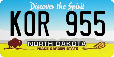 ND license plate KOR955