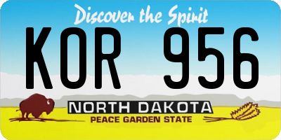 ND license plate KOR956