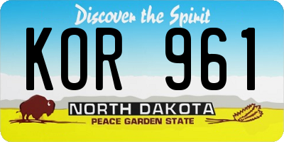 ND license plate KOR961