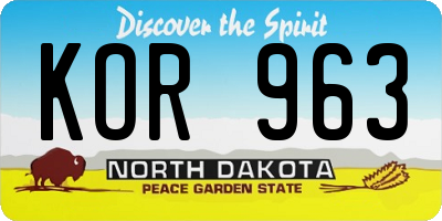 ND license plate KOR963