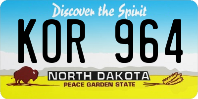 ND license plate KOR964