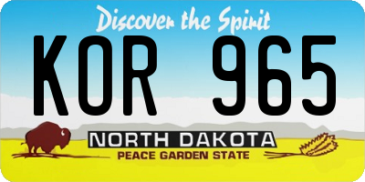 ND license plate KOR965