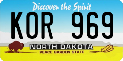 ND license plate KOR969