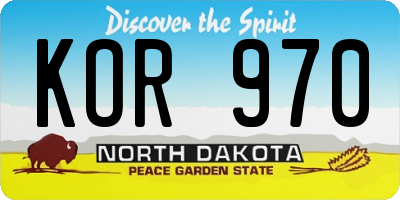 ND license plate KOR970