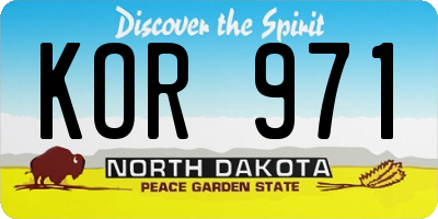 ND license plate KOR971