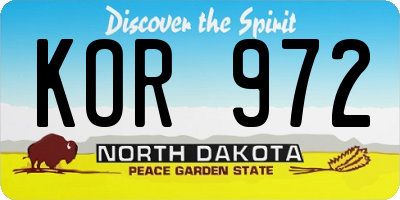 ND license plate KOR972