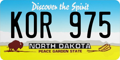 ND license plate KOR975