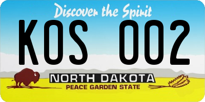 ND license plate KOS002