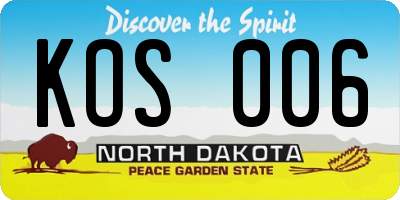 ND license plate KOS006