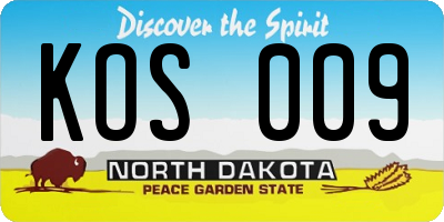 ND license plate KOS009
