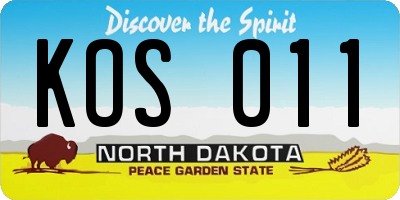 ND license plate KOS011