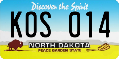 ND license plate KOS014
