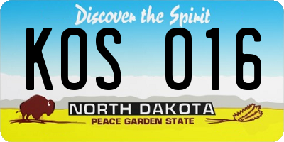 ND license plate KOS016