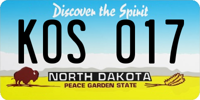 ND license plate KOS017