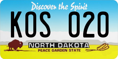 ND license plate KOS020