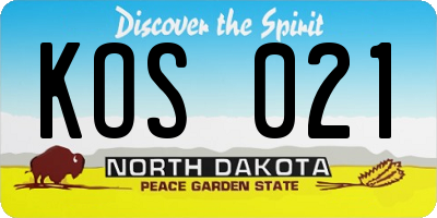 ND license plate KOS021