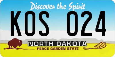 ND license plate KOS024
