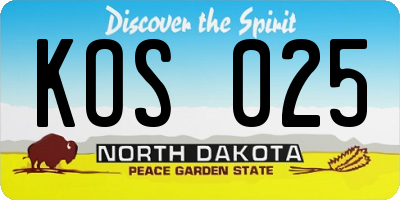 ND license plate KOS025