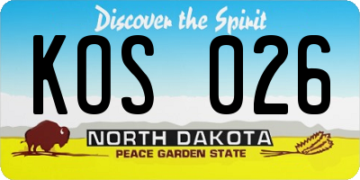 ND license plate KOS026