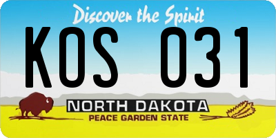 ND license plate KOS031