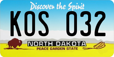 ND license plate KOS032