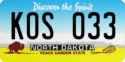 ND license plate KOS033