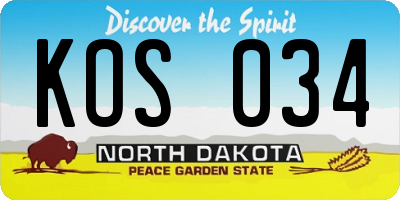 ND license plate KOS034