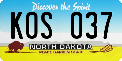 ND license plate KOS037