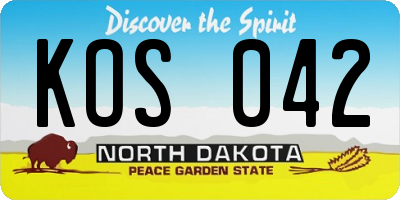 ND license plate KOS042