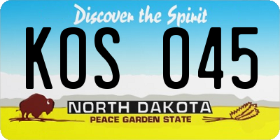 ND license plate KOS045