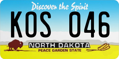 ND license plate KOS046