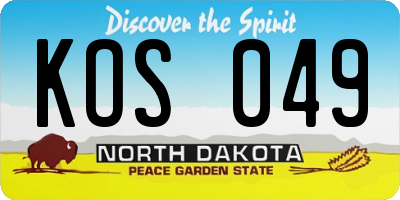 ND license plate KOS049
