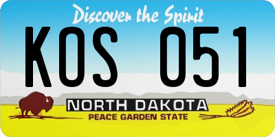ND license plate KOS051