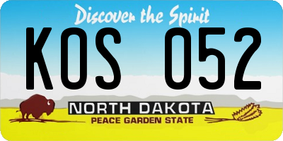 ND license plate KOS052