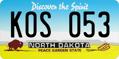 ND license plate KOS053
