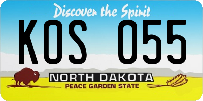 ND license plate KOS055