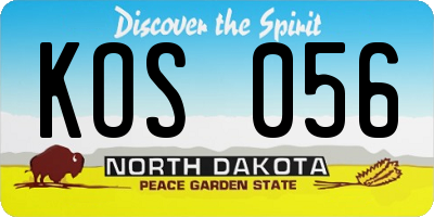 ND license plate KOS056