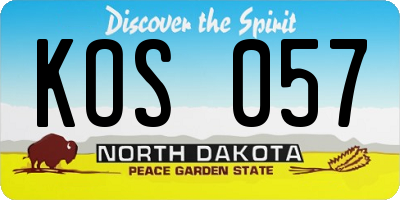 ND license plate KOS057