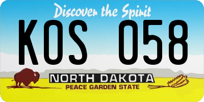 ND license plate KOS058
