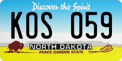 ND license plate KOS059