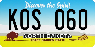 ND license plate KOS060