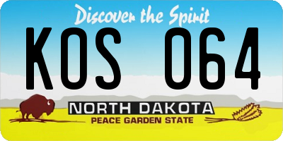 ND license plate KOS064