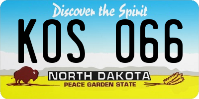 ND license plate KOS066