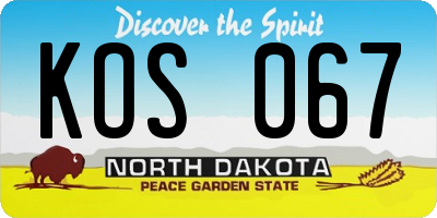 ND license plate KOS067