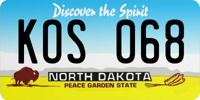 ND license plate KOS068