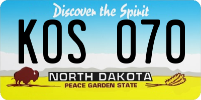 ND license plate KOS070