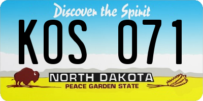 ND license plate KOS071