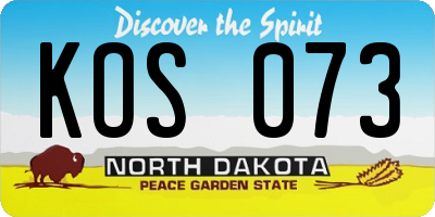 ND license plate KOS073