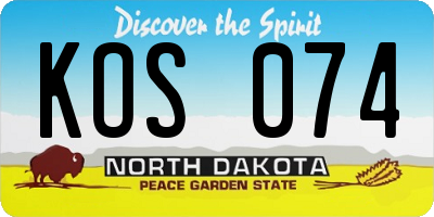 ND license plate KOS074