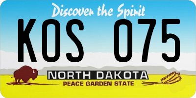 ND license plate KOS075